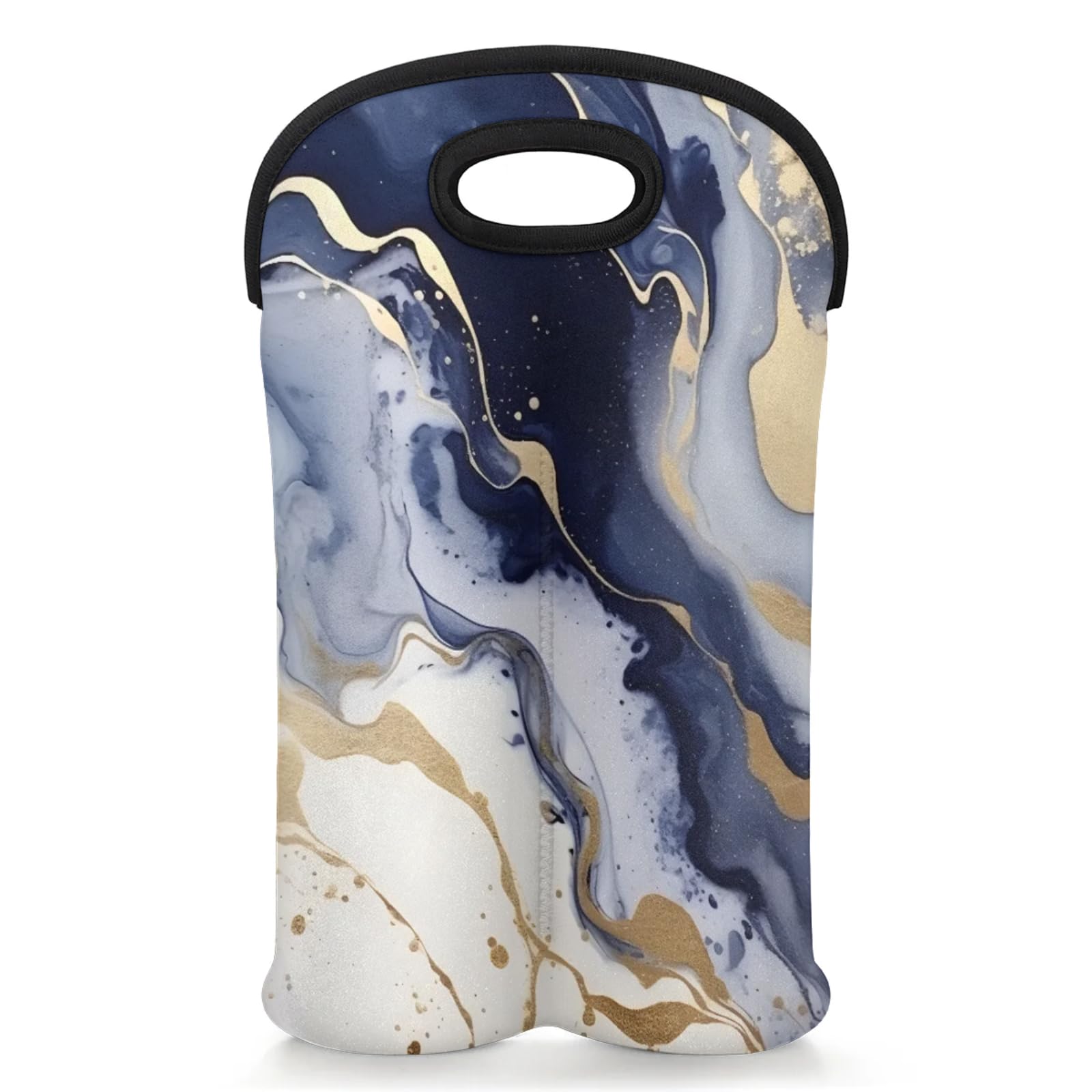 GzLeyigou 2 Bottles Dynamic Fluid Design Wine Bag Sleeve Totes Neoprene Protective Wine Carrier Bag for Wine,Water, Champagne, Beer, Baby Bottles,Gift 14.5 x 10 Inches