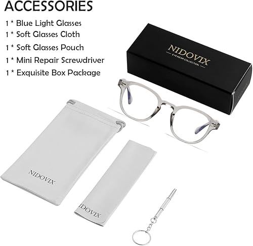 Miniatura 7 de NIDOVIX Lentes de bloqueo de luz azul redondos retro para hombres y mujeres, marco vintage sin receta