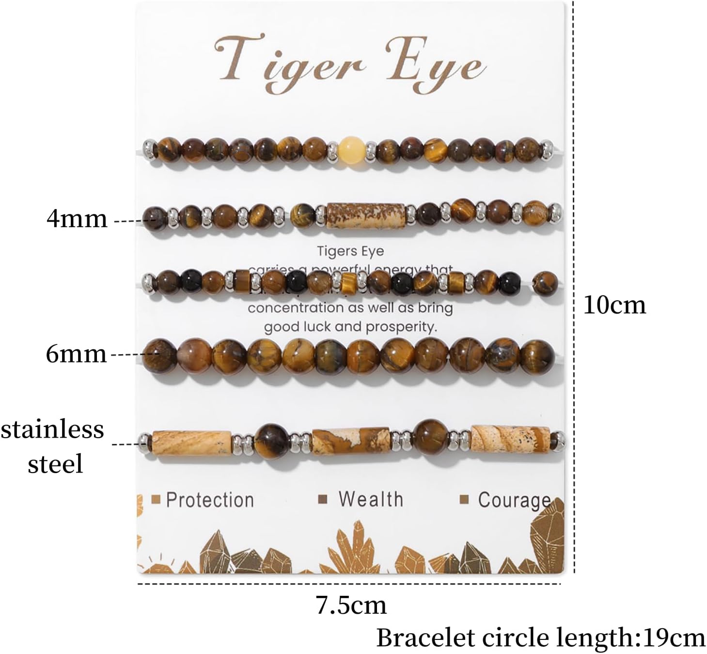 5Pcs Crystal Bracelet for Women Spiritual Natural Stone Bracelet Set Stackable Beaded Bracelets Healing Crystal Bracelet Gemstone Bead Bracelet Beaded Stretch Bracelets for Women - Image 2