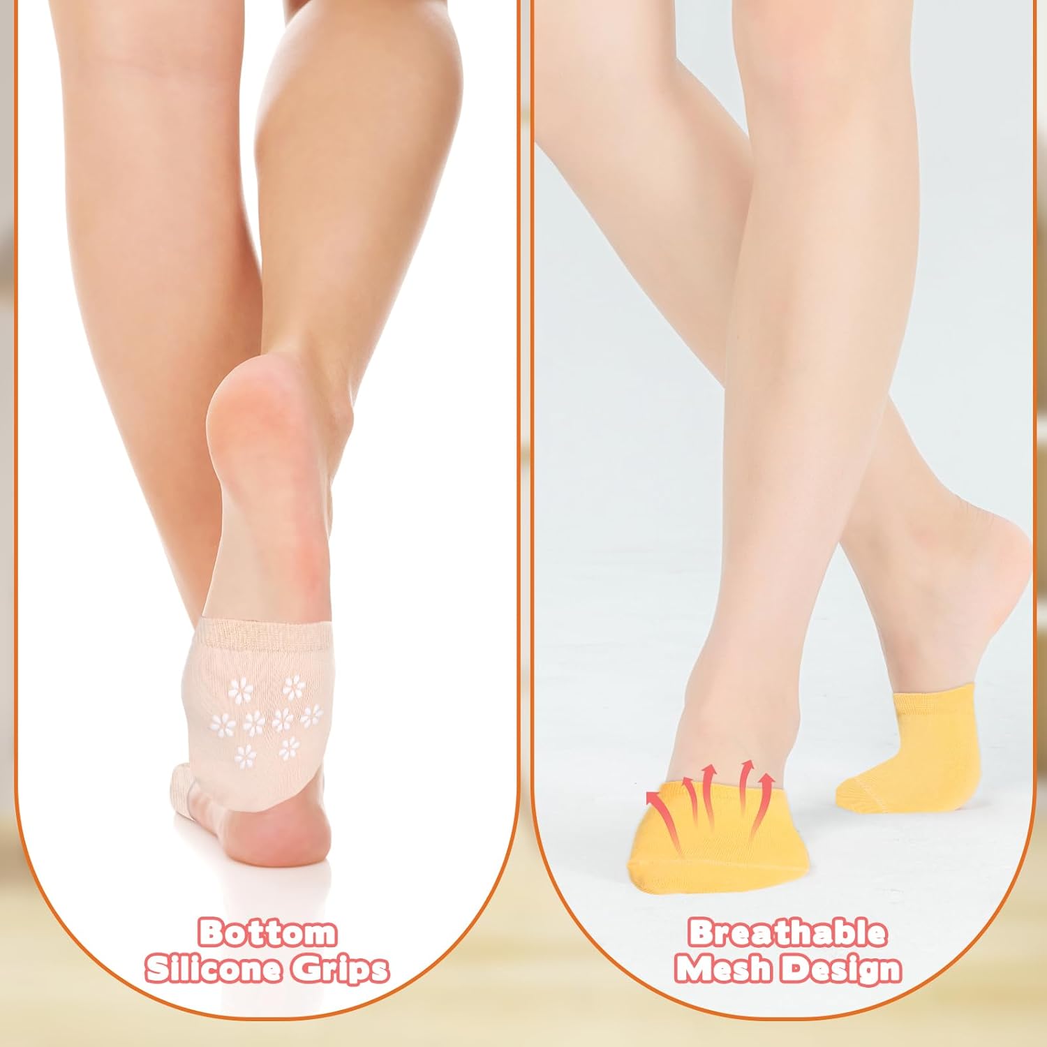 Toe Socks for Womens, Seamless Cotton Half Socks Toe Topper Covers No Show Invisible Non-slip Liners for Clogs Mules - Image 6