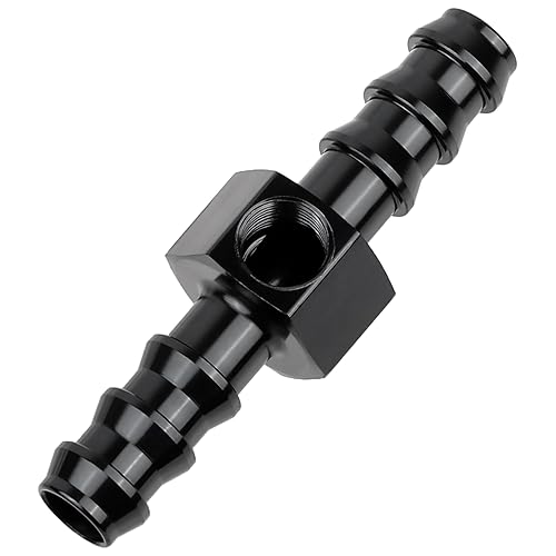 EVIL ENERGY Adaptador de montaje de manómetro de combustible de 38 púas con puerto de medidor de sensor NPT de 18 de aluminio negro