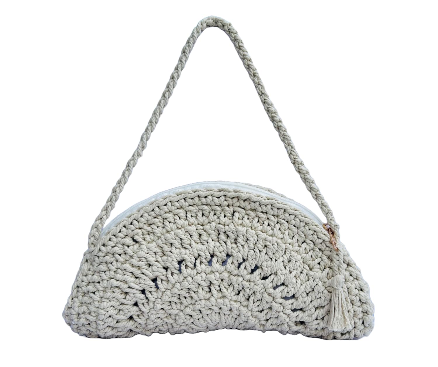 tvineco Macrame Woven Handmade Crochet Handbag Cotton Boho Bag for Women and Girls (Off White)-picture-14
