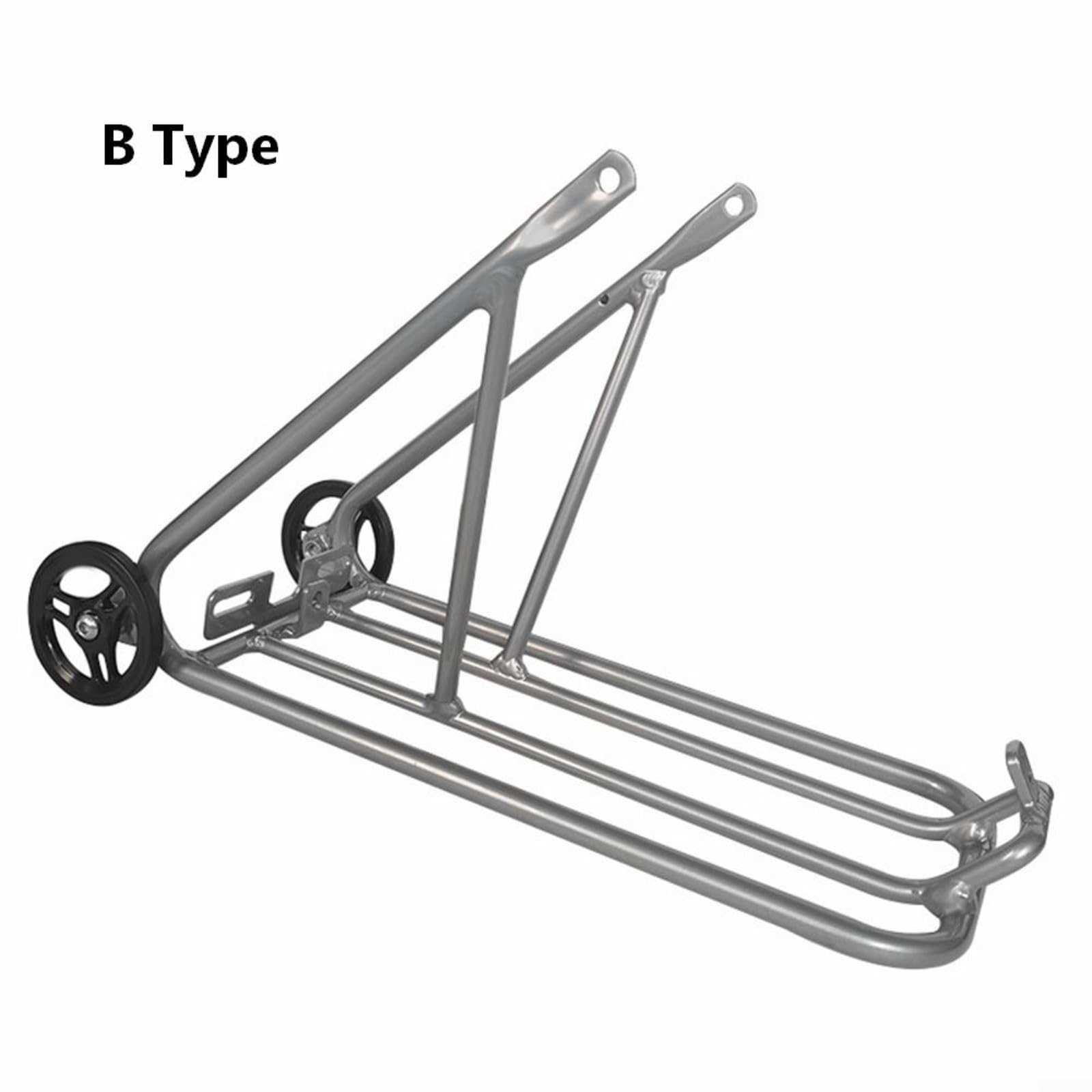 Fahrradträger aus Aluminiumlegierung, zusammenklappbar, mit einfachem Rad für Brompton, 40,6 cm (16 Zoll), Gepäckträger für Gepäckrahmen, kompatibel mit 1-3/8 Reifen
