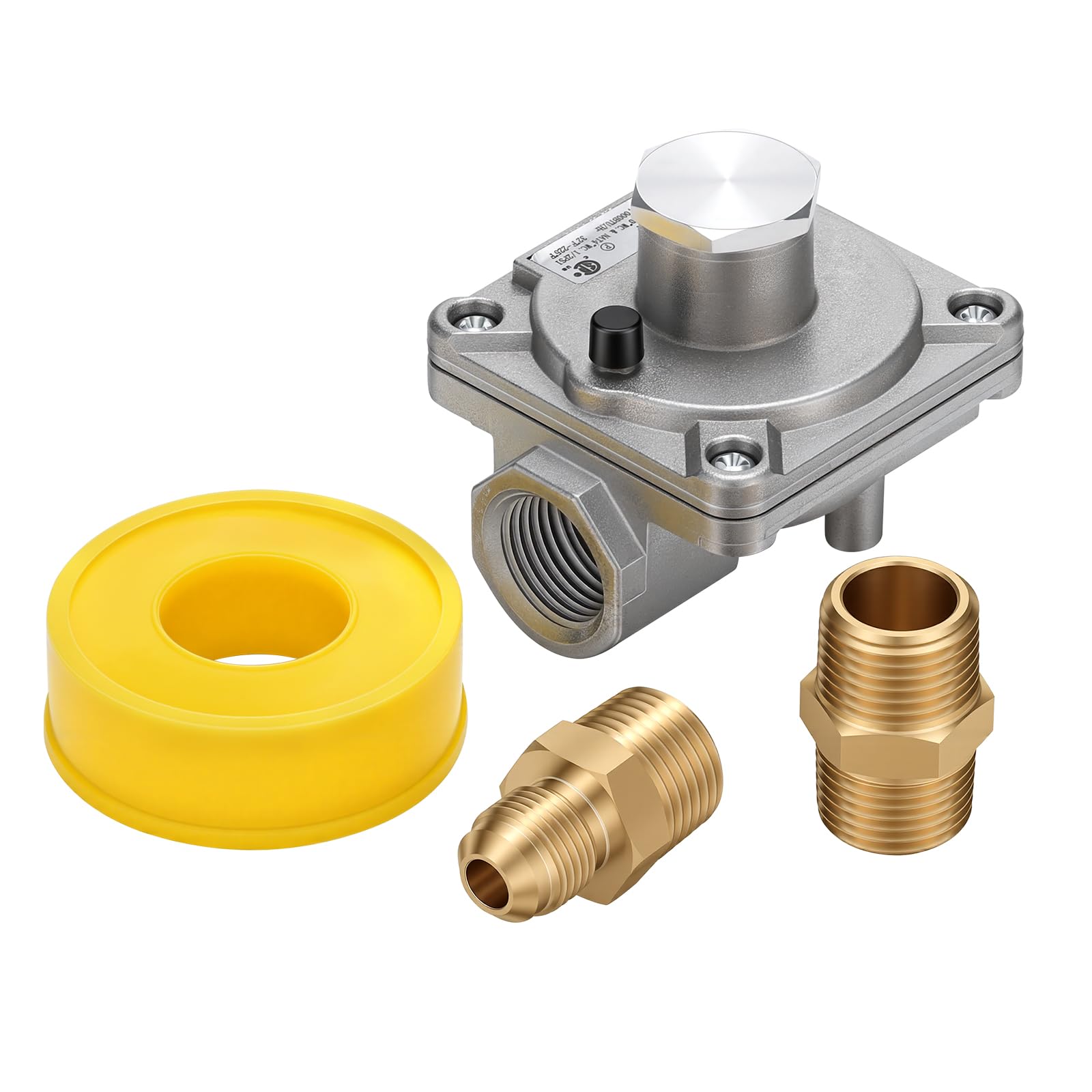 Regulador de gas convertible NG/LPG con 2 adaptadores NPT de latón