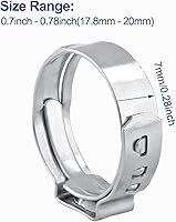 Vista 2 de Biaungdo 50 abrazaderas de manguera, abrazaderas de manguera de oreja de acero inoxidable 304, rango ajustable (0.701 in - 0.787 in) surtido