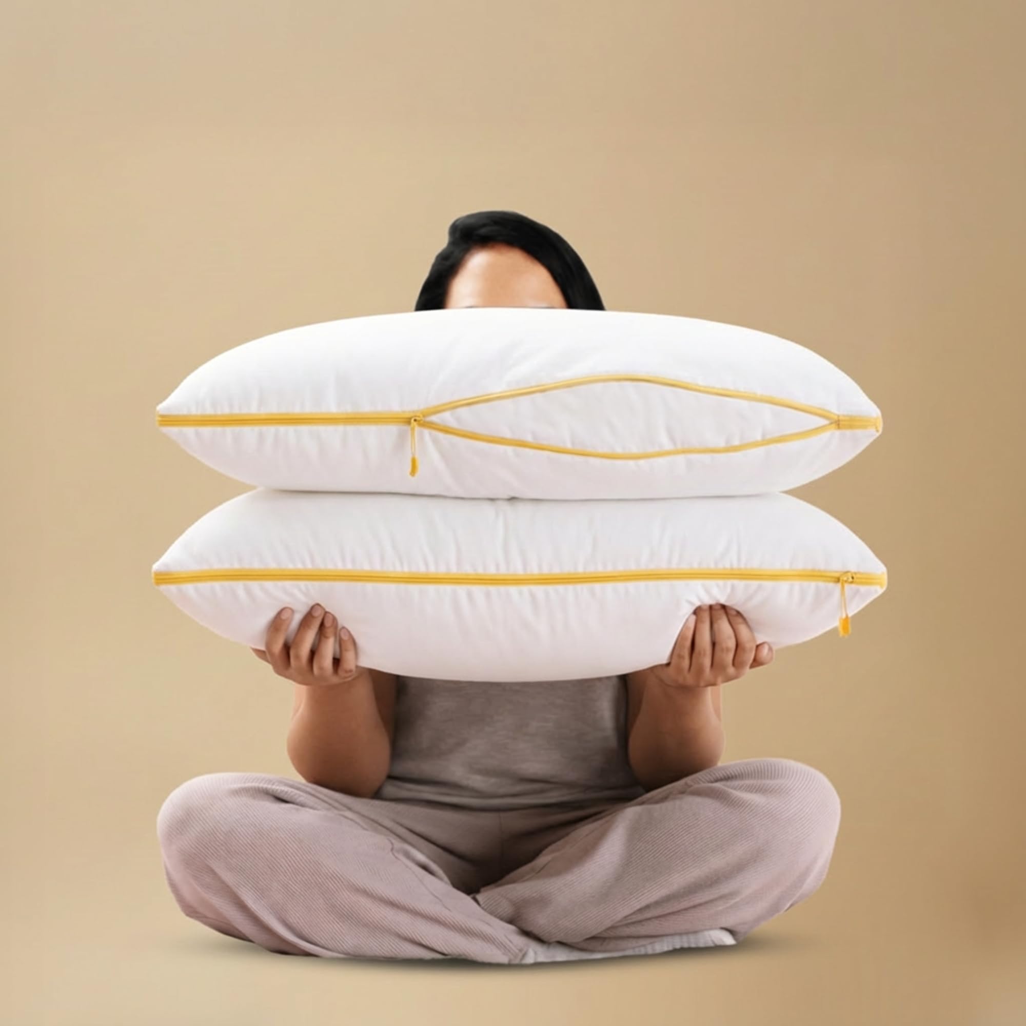 Microfiber Cloud Pillow with Adjustable Zipper Set of 2 (King Size, 32x20 inches) White