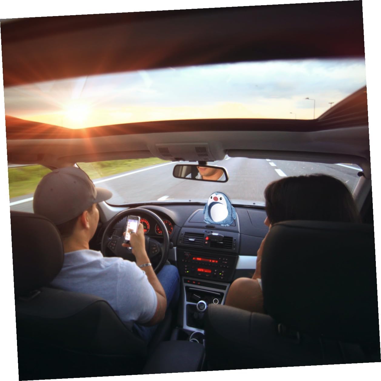 Penguin Shaped Rearview Mirror for Car Safety Mirror Rear Facing with Wide View Suitable for Car Seats