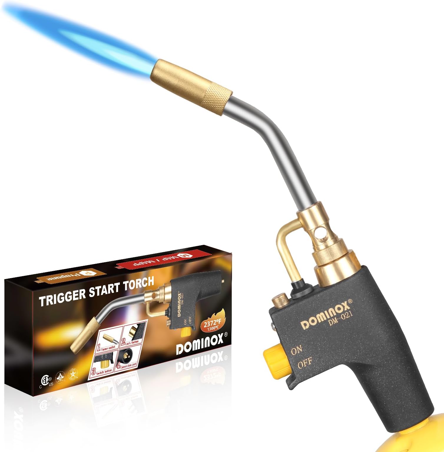 Propane Torch Head for MAP, MAPP and Propane Tank, High Intensity Trigger Start Torch, for Soldering, Ignition, Cooking, Lighting (Not Included Gas Tank)