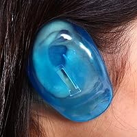 Vista 3 de 2 protectores de orejas azules para tinte para el cabello, orejeras de plástico antimanchas del tinte, protector reutilizable para las orejas