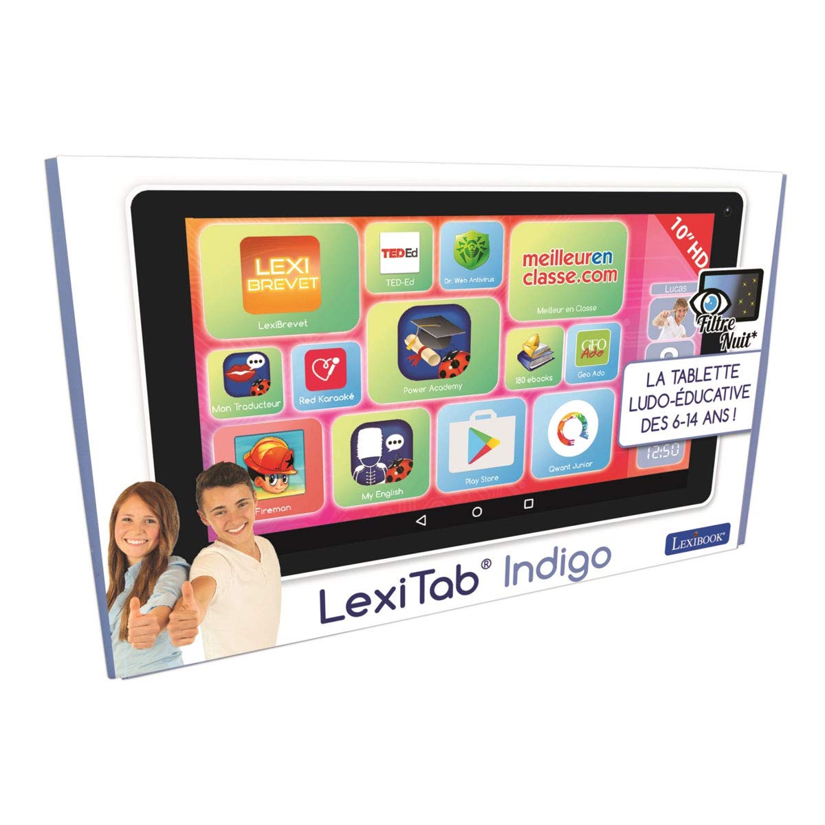 Tablette Lexibook Lexipad 10" Android - Ludo-éducative - Contrôle Parental - Pour Toute La Famille (Rouge/Blanc)