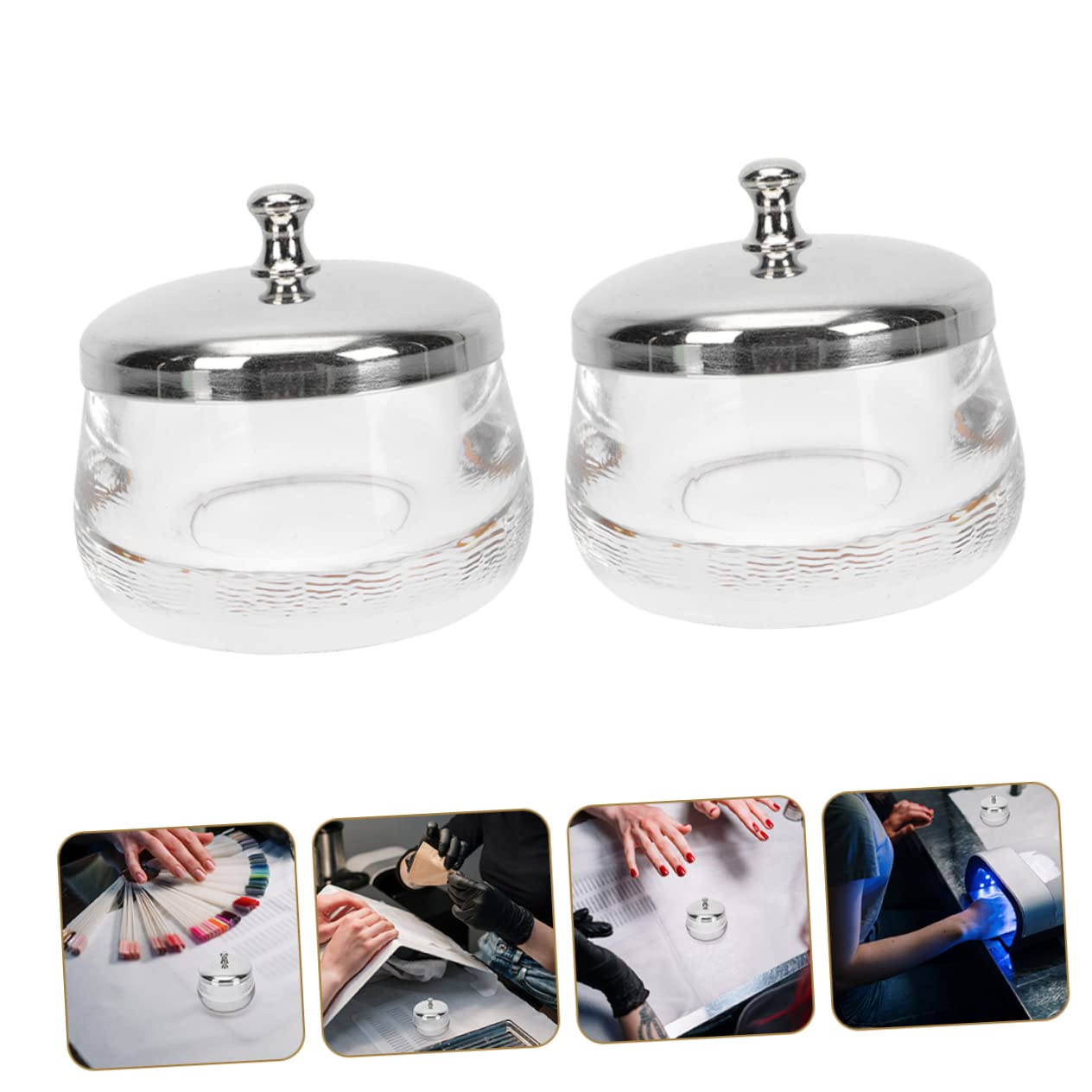 LIFKOME 2pcs Nail Polish Glass Cup Convenient Manicure Tool for Mixing and Cleaning Nail Art Pens Lid and Design
