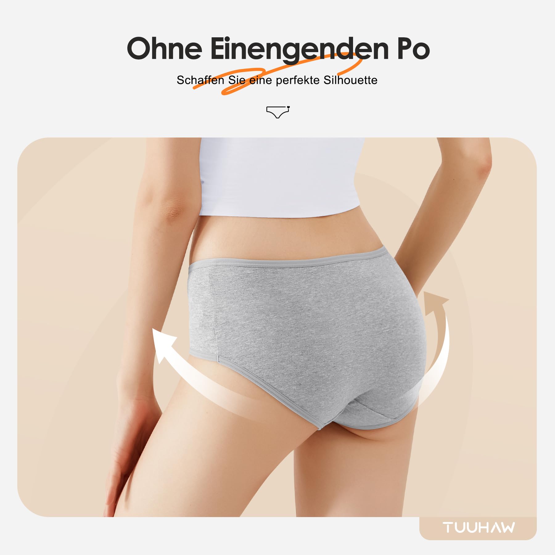 TUUHAW Mutande da Donna Midi Vita in Cotone Elasticizzato Pacco da 6