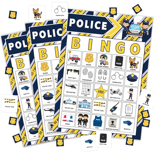 wenhihsiy Police Bingo Game Cards for Adults, Police Officer Bingo Cards Game for Holidays Friends...