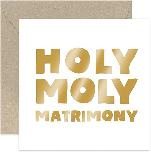 Old English Co. - Divertida tarjeta de felicitación de compromiso para pareja, divertida tarjeta de boda para el señor y la señora recién casados,