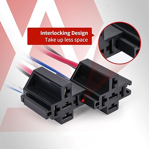 Miniatura 6 de APIELE Relé de 4 pines 12V 40A Relé con fusible de 30 A Relé fusionado DC SPST normalmente abierto 1NO con enchufe de arnés de 14 AWG para motor de