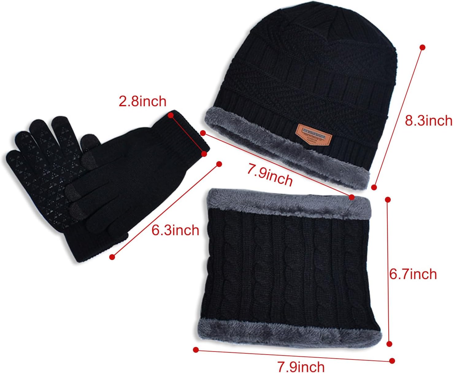 Kids Winter Hat Scarf Gloves Set, Warm Knit Beanie Cap Mitten Gloves Neck Scarves for 5-12 Years Old - Image 6