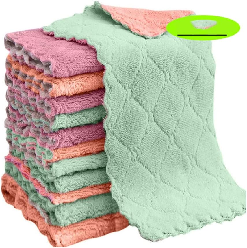 Microfiber Towels Absorbent Kitchen Cleaning Cloth Non-Stick Oil Dish Towel Dishcloth Tableware Household(10pcs)