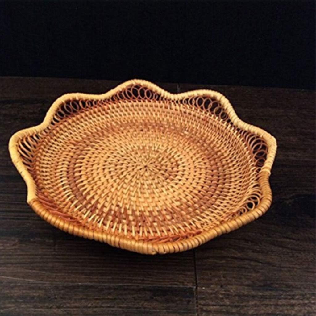 Handmade Wicker Woven Storage Basket,Restaurant Bread Basket Fruit Vegetables Food Serving Display Basket