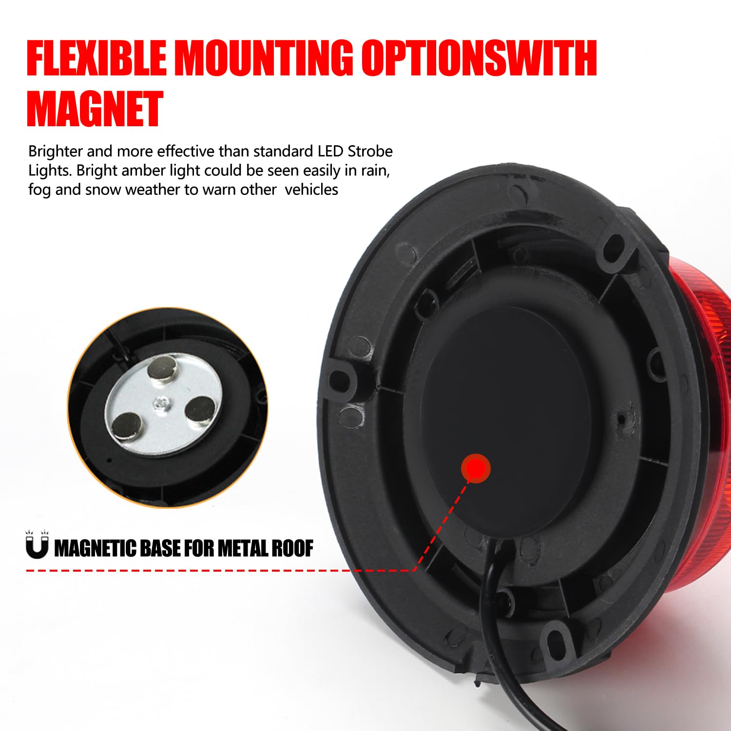 24 LED rotondo auto top lampada rossa lampeggiante di emergenza faro luce 8 modelli lampeggianti super luminoso impermeabile con base magnetica avvertimento luce della polizia adatto per auto