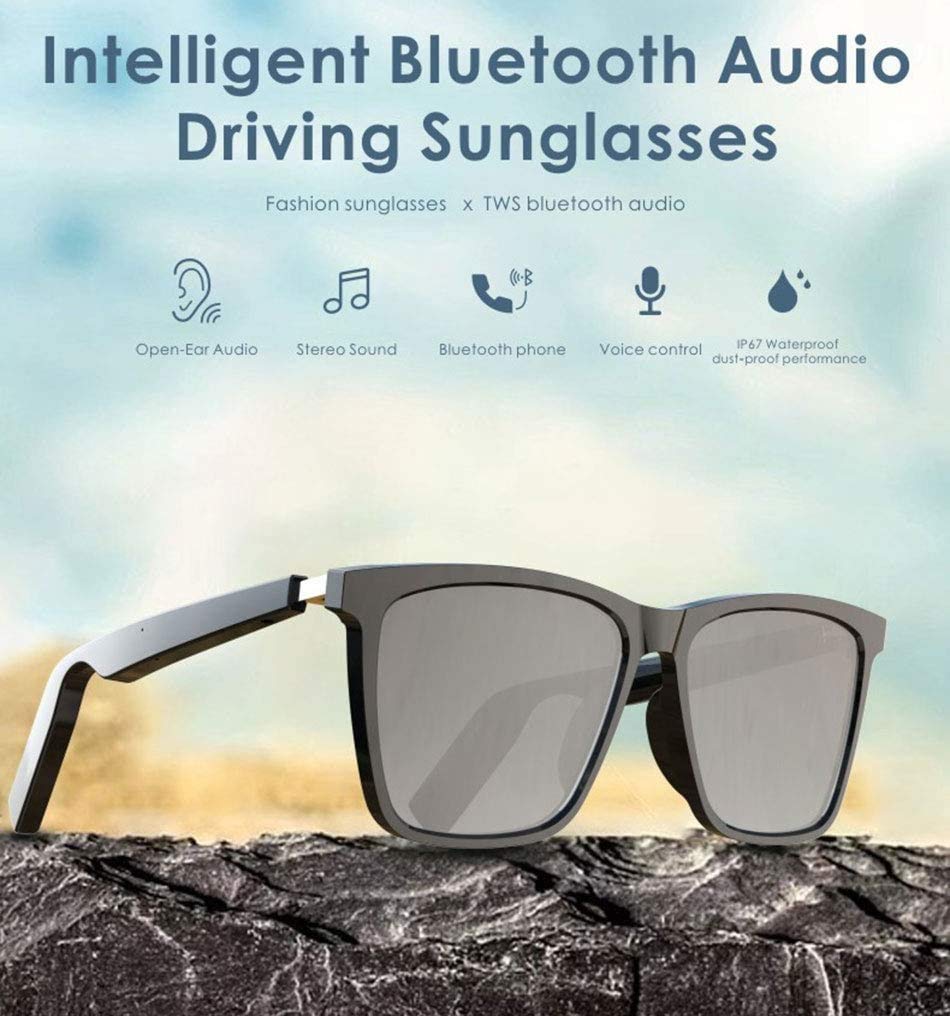 Gafas de sol Bluetooth inteligentes, altavoz de gafas de sol audio para escuchar música y hacer llamadas telefónicas, resistencia al agua y protección completa de la lente UV y compatible con to
