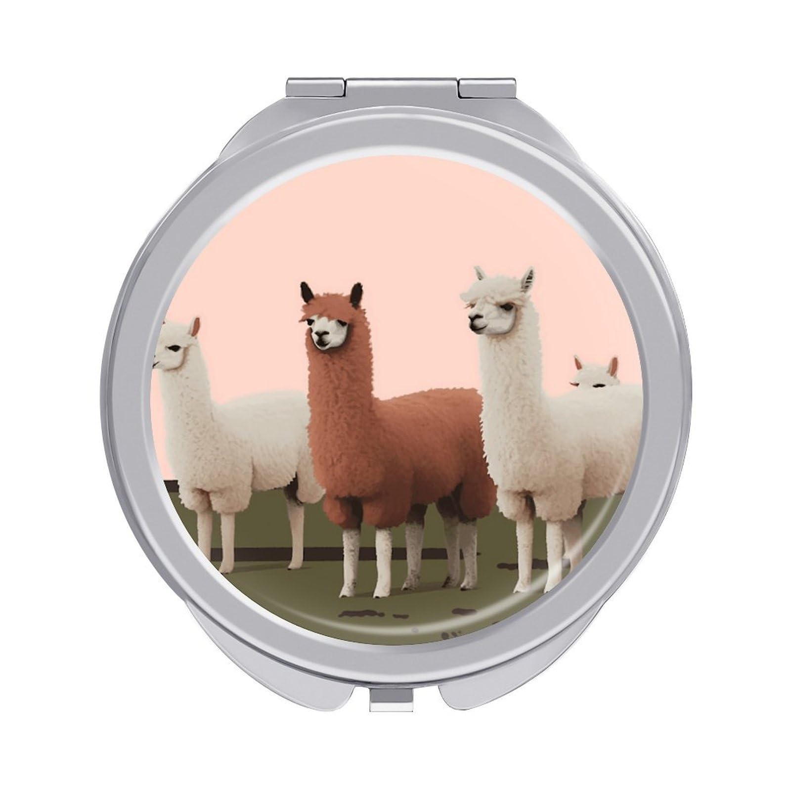 VstaDank Alpacas Compact Mirror for Purses Round Fashion Travel Makeup Mirror 2X /1x Magnifying Double Sides Mini Mirrors Portable Pocket Mirrors for Handbag Purse Women Gift