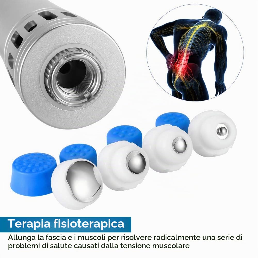Macchina di terapia di Shockwave con 7 teste massaggiatore profondo portatile del muscolo per il massaggio del dolore/sollievo/modellatura del corpo/trattamento ED