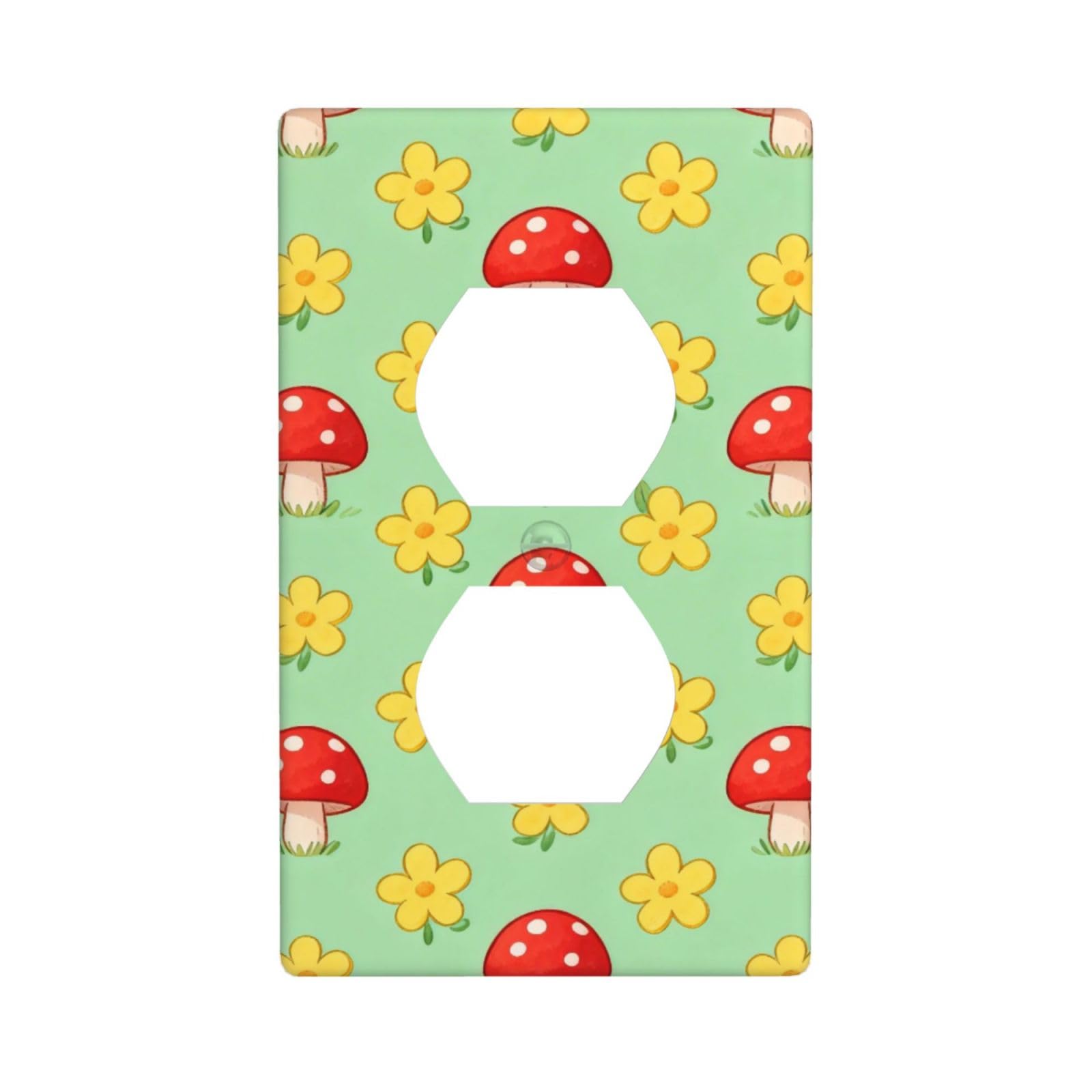 Mushroom Flower Seamless Decorative Switch Plate Cover-Unbreakable Polycarbonate Wall Plate for Home Office, 1 Gang with Screws