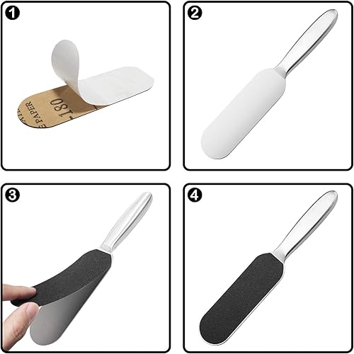 Miniatura 4 de EagleKing Recambios de lima de pie de acero inoxidable, 40 almohadillas de repuesto, almohadilla de raspador de pies con pegamento extraíble, tamaño