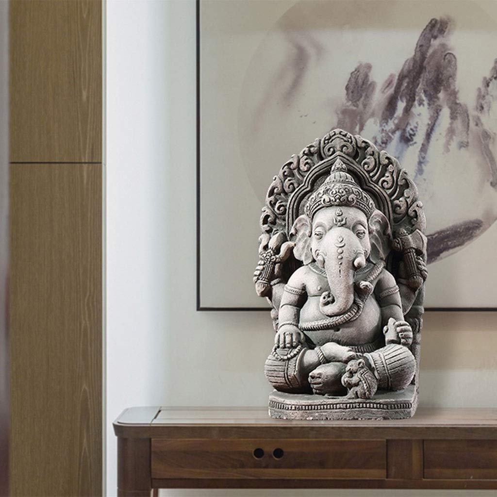 タイの伝統的な彫刻 Amazon｜タイの象の神像の装飾品、東南アジア風ラッキーゾウ鼻の神樹脂