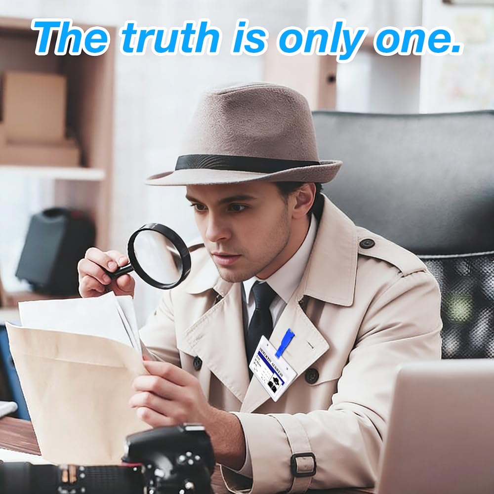 Lenti di ingrandimento da detective, Kit Detective Lente Ingrandimento Bambini, 12 Lente d Ingrandimentos Detectives con 12 Carte D'identità Detectives e Clip, gioco di ruolo per bambi