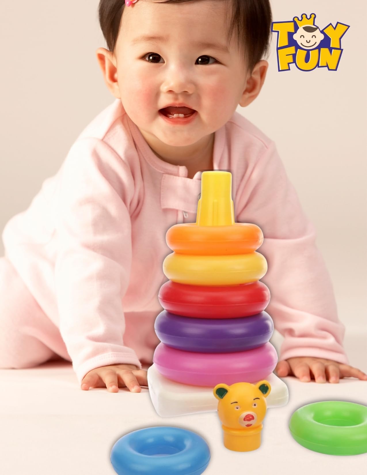 TOY FUN Stacking 7 Rings for Kids | Multi Colour Toddler Activity | Non Toxic Safe for Kids - Image 2 thumbnail