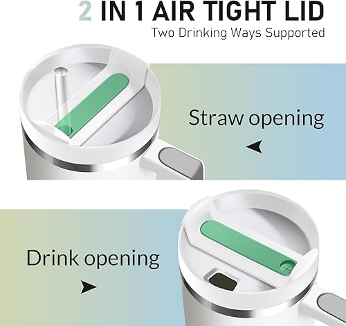 Miniatura 3 de Tapas de vaso de 40 onzas para Stanley, tapa de repuesto, resistente a derrames, para vaso Stanley, 2 unidades (verde)