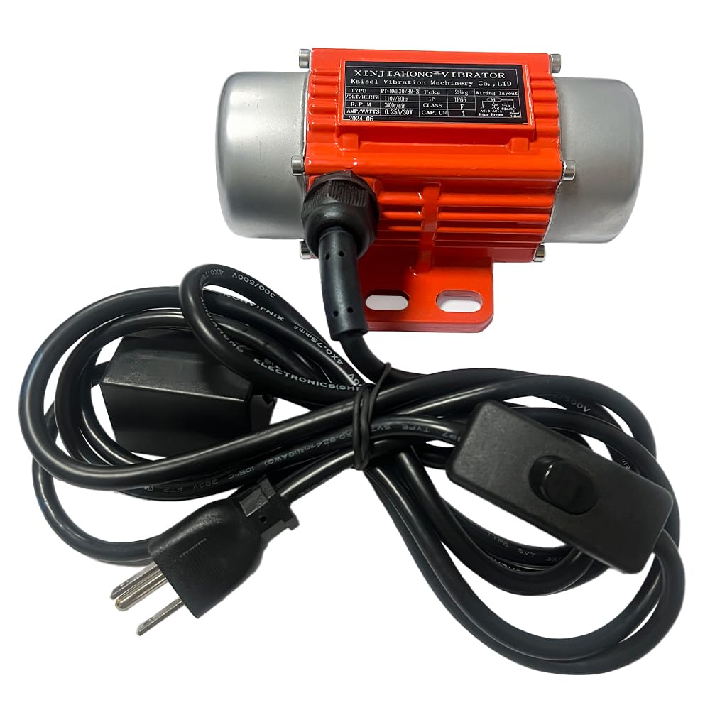 XINJIAHONG Concrete Vibrator Vibration Motor Single Phase AC 110V 3600RPM Vibrating Motor With Power Plug for Shaker Table (30 Watts)