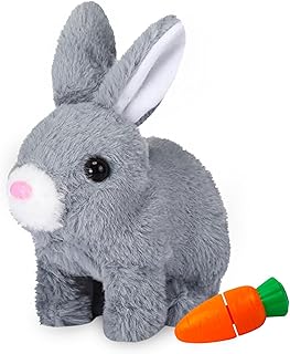 Sunshine smile Bouncing Rabbit, Talking Rabbit, Rabbit Cuddly Toy, Small, Interactive Rabbit Pet Toy, Electronic Plush Rabbit with Sound Power, Bouncing Rabbit Toy
