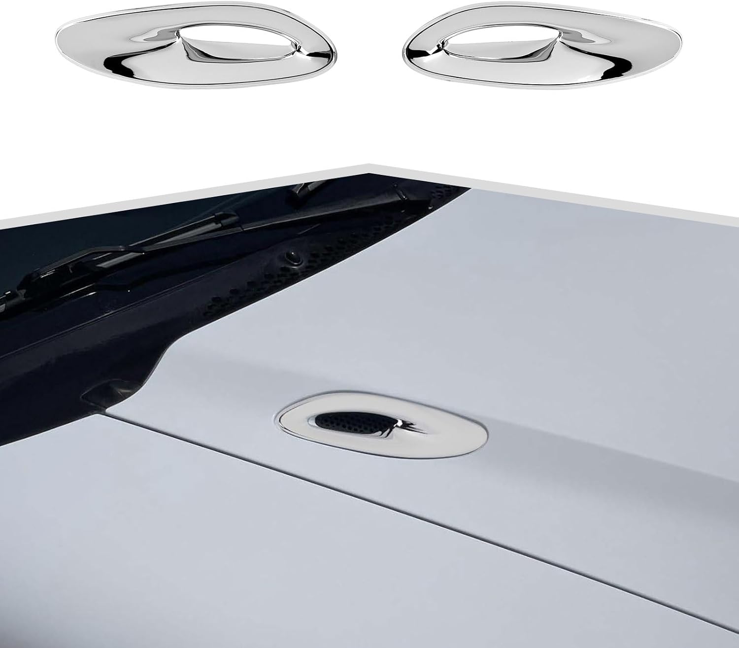 Front Hood Center Grille Scoop Trim fit for Ford Mustang 1993-1997 Front Hood Air Vent Covers Exterior Accessories,Chrome