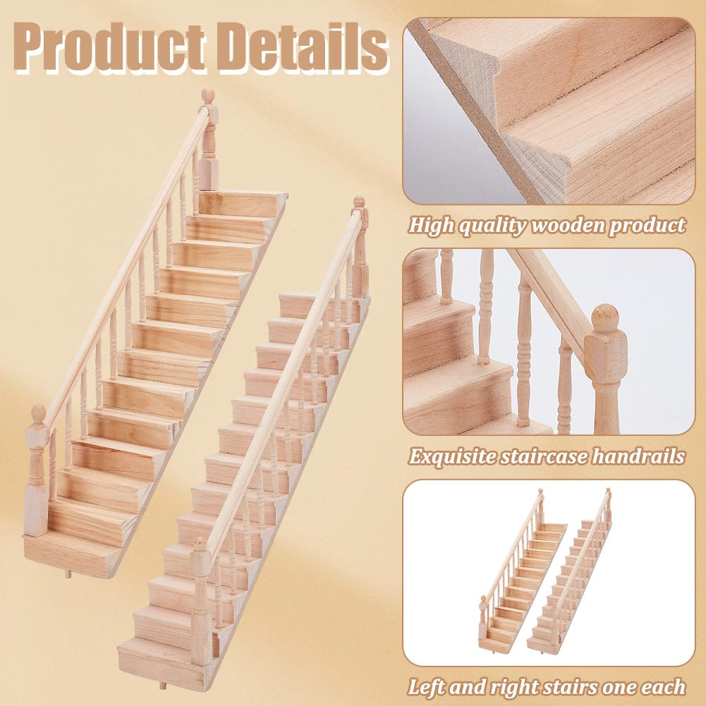 FREEBLOSS 2 Pezzi Mobili Della Casa Delle Bambole Set In Legno In Miniatura Corrimano Accessori Casa Delle Bambole Scale Casa Delle Bambole Mobili E Accessori Set