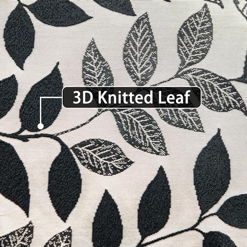 Image of Treatmentex Lace Black Sheer Curtains for Bedroom Living Room Studio 84inch Long Elegant Leaf Embroidered Semi Sheer Curtain Panels for Country Farmhouse Decor 54 inch w 2pcs 7ft