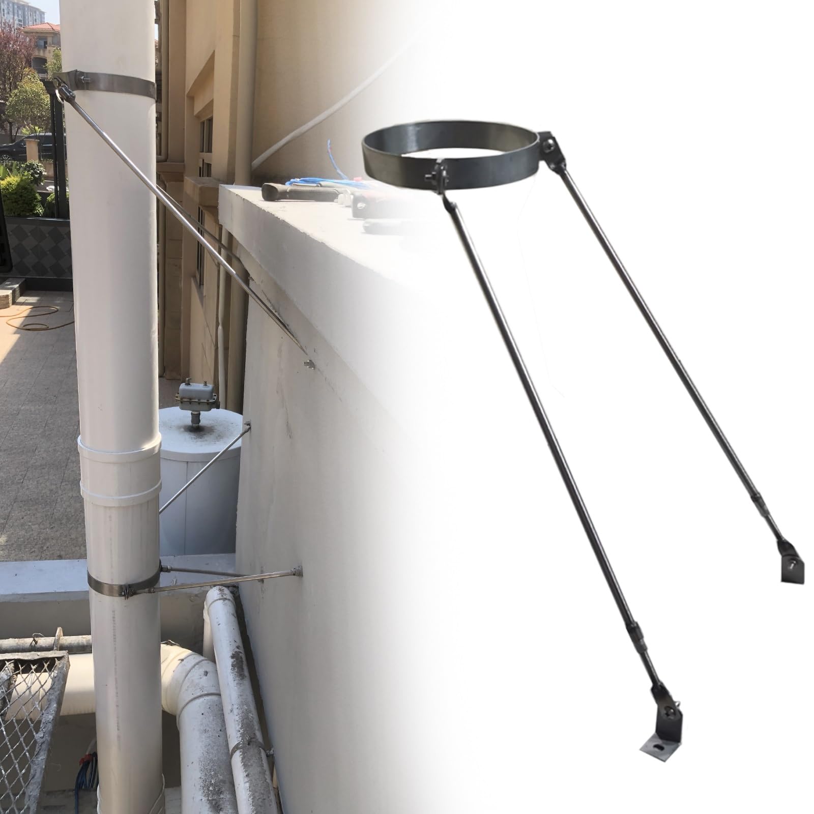 Kit di supporto per tubo della stufa in acciaio inossidabile per stabilità e fissaggio, supporto per parete e tetto per fissaggio tubo di scarico
