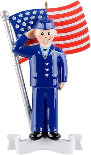 Adorno de la Fuerza Aérea de Estados Unidos, adornos de Navidad militares personalizados, adorno de vacaciones de soldado de la fuerza aérea, adorno