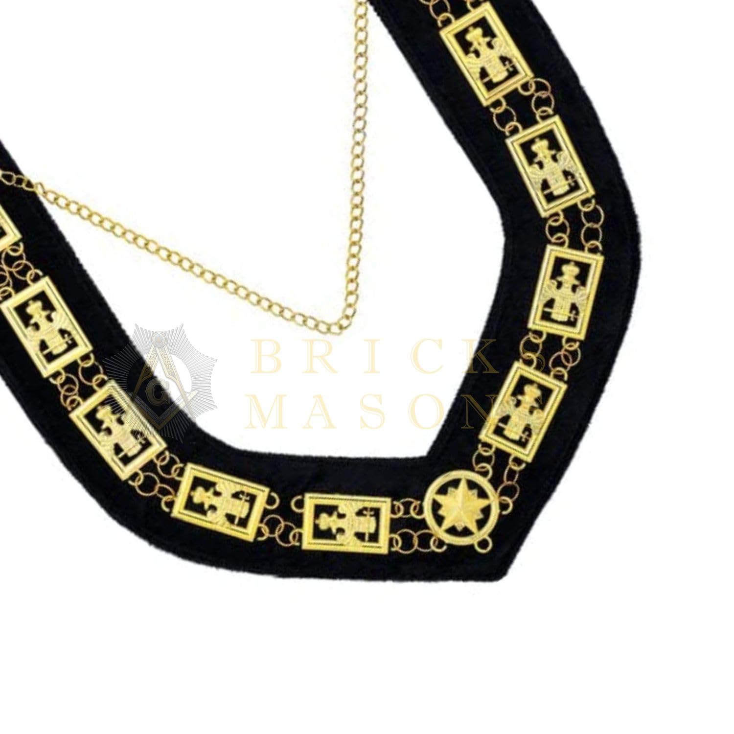 BRICKS MASONS 32nd Degree Scottish Rite Chain Collar - Wings Down Gold