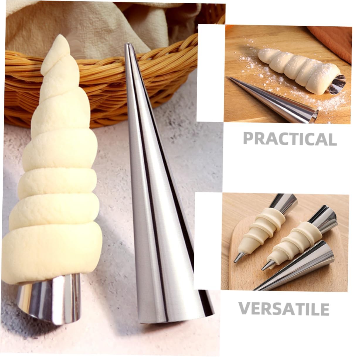 SOLUSTRE 10pcs Stainless Steel Cream Horn Molds Cone Baking Mold for Croissants Non-Stick Pastry Tubes for Home Baking