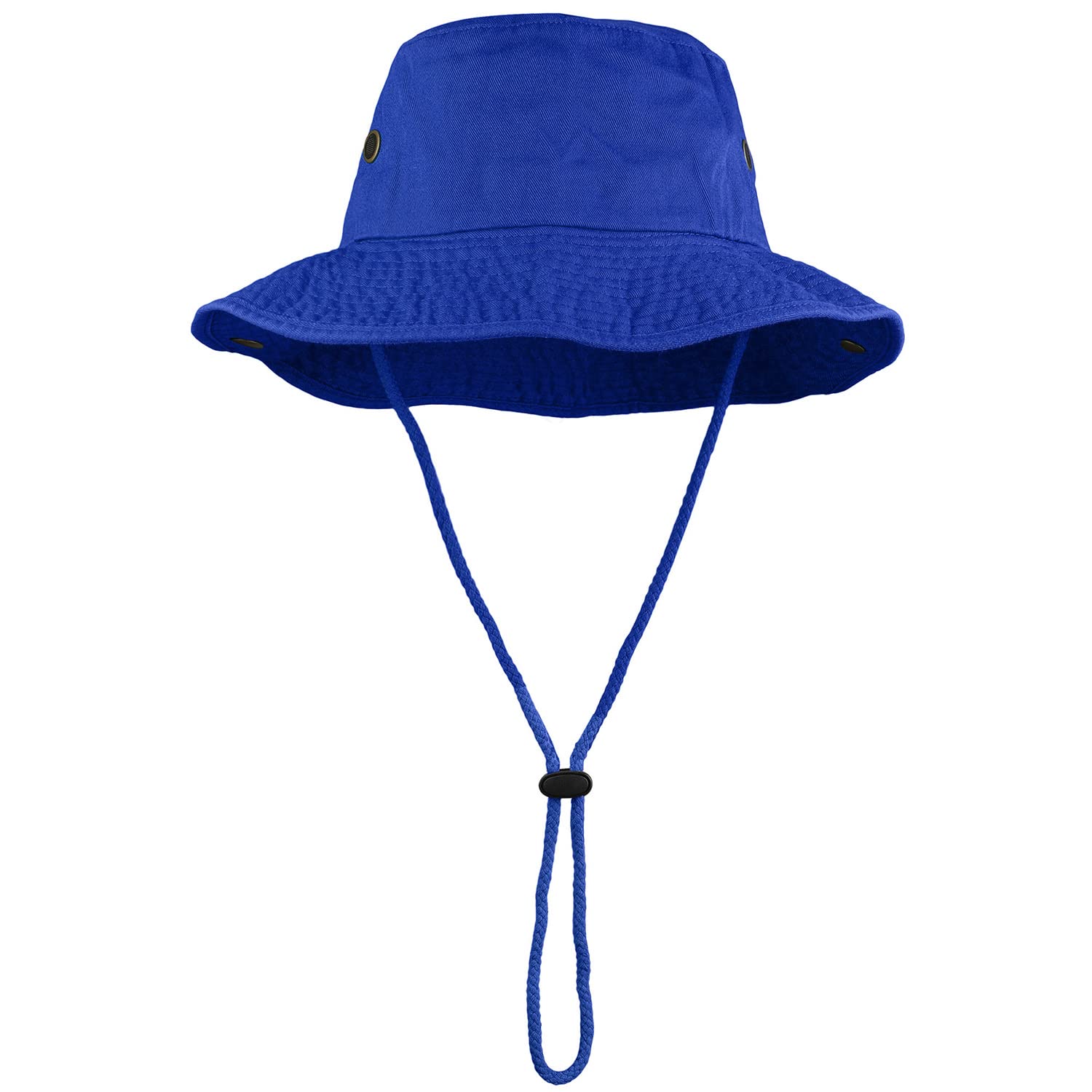 Sombrero de ala ancha para senderismo, pesca, safari, boonie, 100% algodón, protección solar UV para hombres y mujeres, actividades al aire libre, Azul Real, Large/X-Large