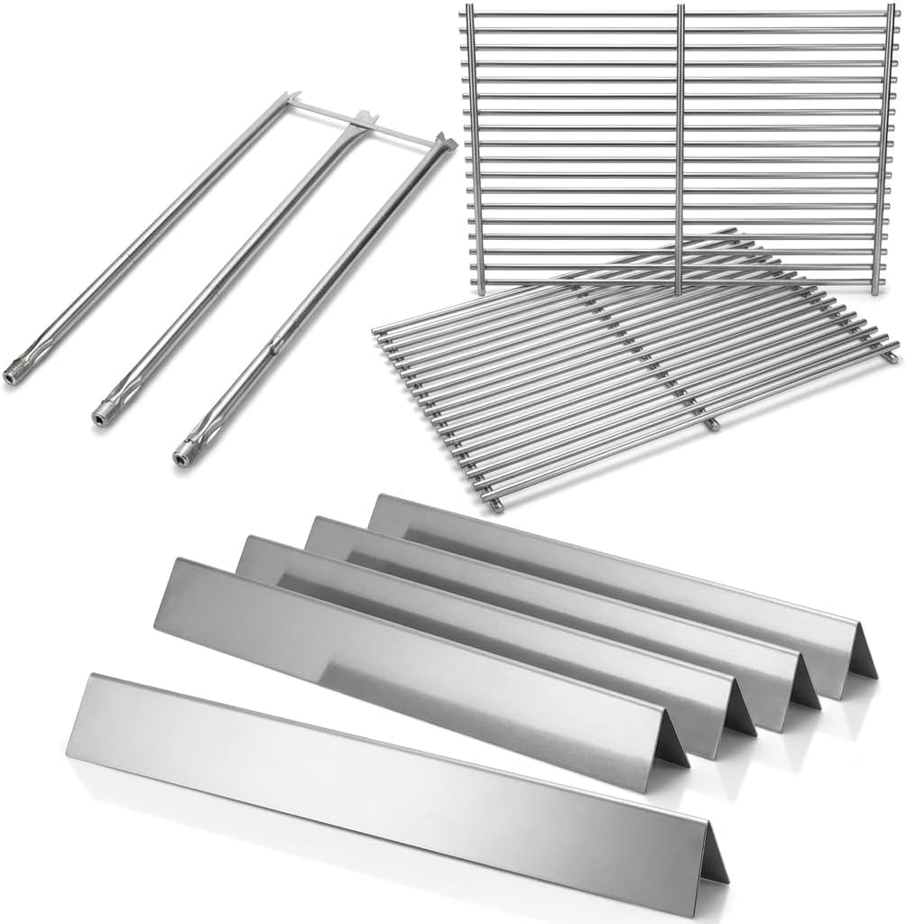 24.5" Flavorizer Bars & 34 1/4" Grill Burners 19.5" Grill Grates for Weber Genesis 300 Series - Fits Genesis E310 E320 S310 S320 Grill Parts with Side Control, Replaces for Weber 7540, 67722, 7528