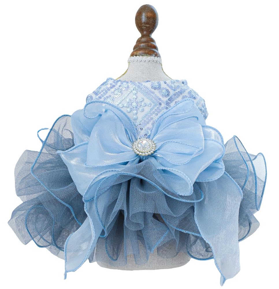 MaruPet Fashion Sweet Puppy Dog Blingbling Princess Skirt Pet Dog Lace Cake Camisole Tutu Dress E-Navy XS