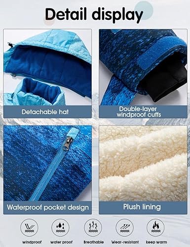 Miniatura 5 de RIUIYELE Traje de esquí para niños y niñas, resistente al viento, chaqueta de esquí y pantalones, conjunto de esquí de invierno y snowboard