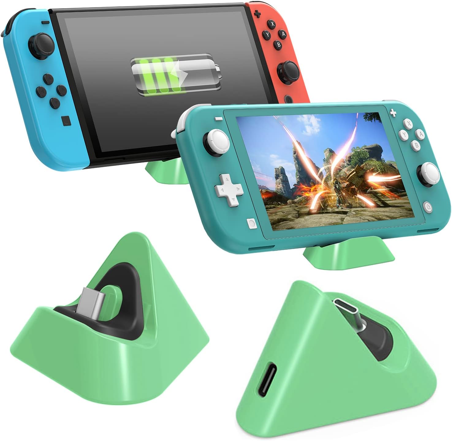 Charging Dock Compatible with Nintendo Switch/Switch Lite/Switch OLED Model, Compact Charger Stand Station with Type C Port Compatible with Nintendo Switch Lite 2019 / Switch OLED Model