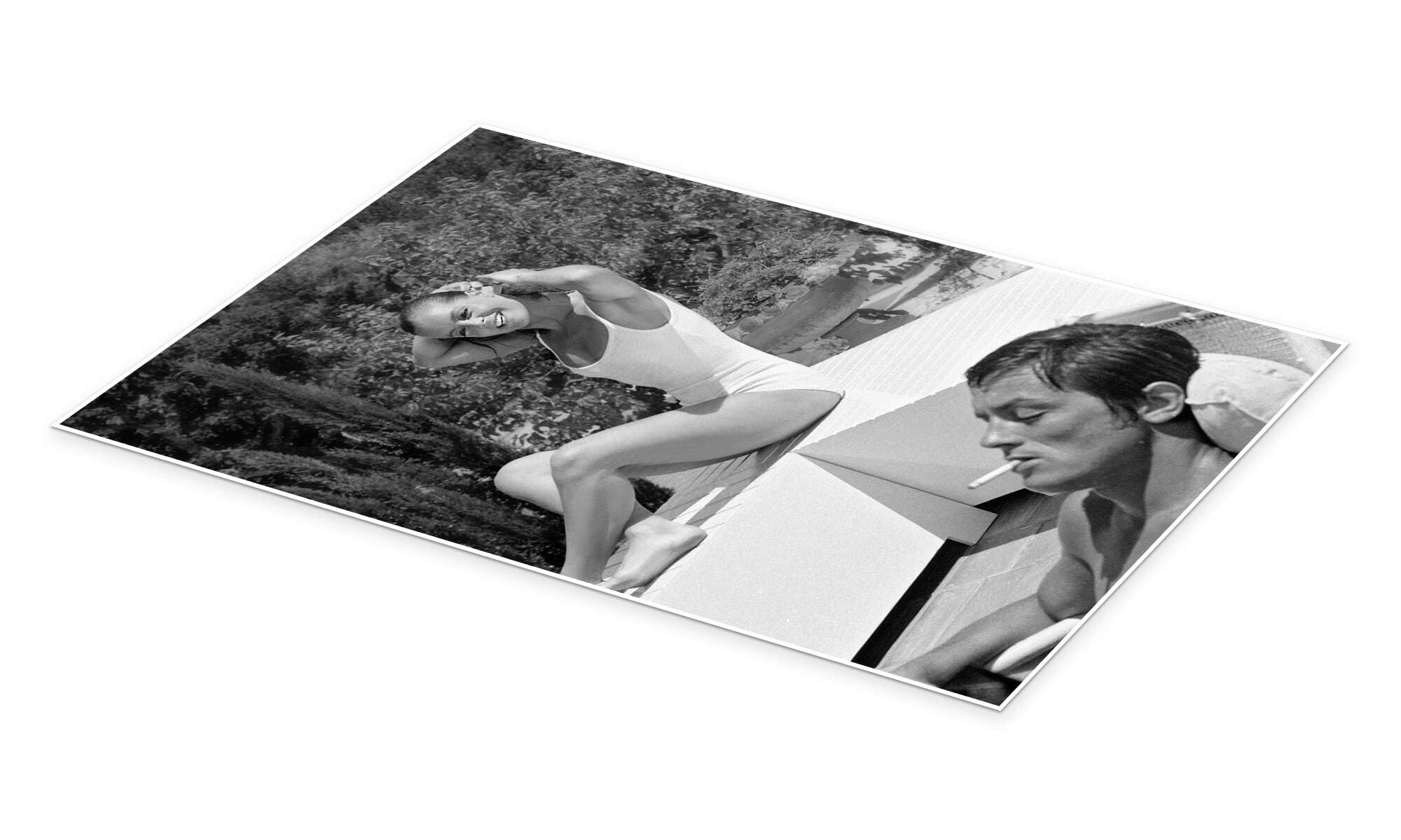 Posterlounge Romy Schneider e Alain Delon, La piscina, 1968 Poster | 80 x 120 cm Nero e Bianco Quadri Decorazione per pareti
