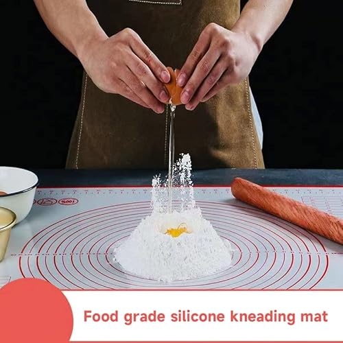 Attractive Extra Thick Non Stick Silicone Baking Mat With Measurements, Non-Slip Dough Rolling Mat For Perfect Pastry. Reusable And Food Grade Safe (16'' X 24'', Red) #TOP1