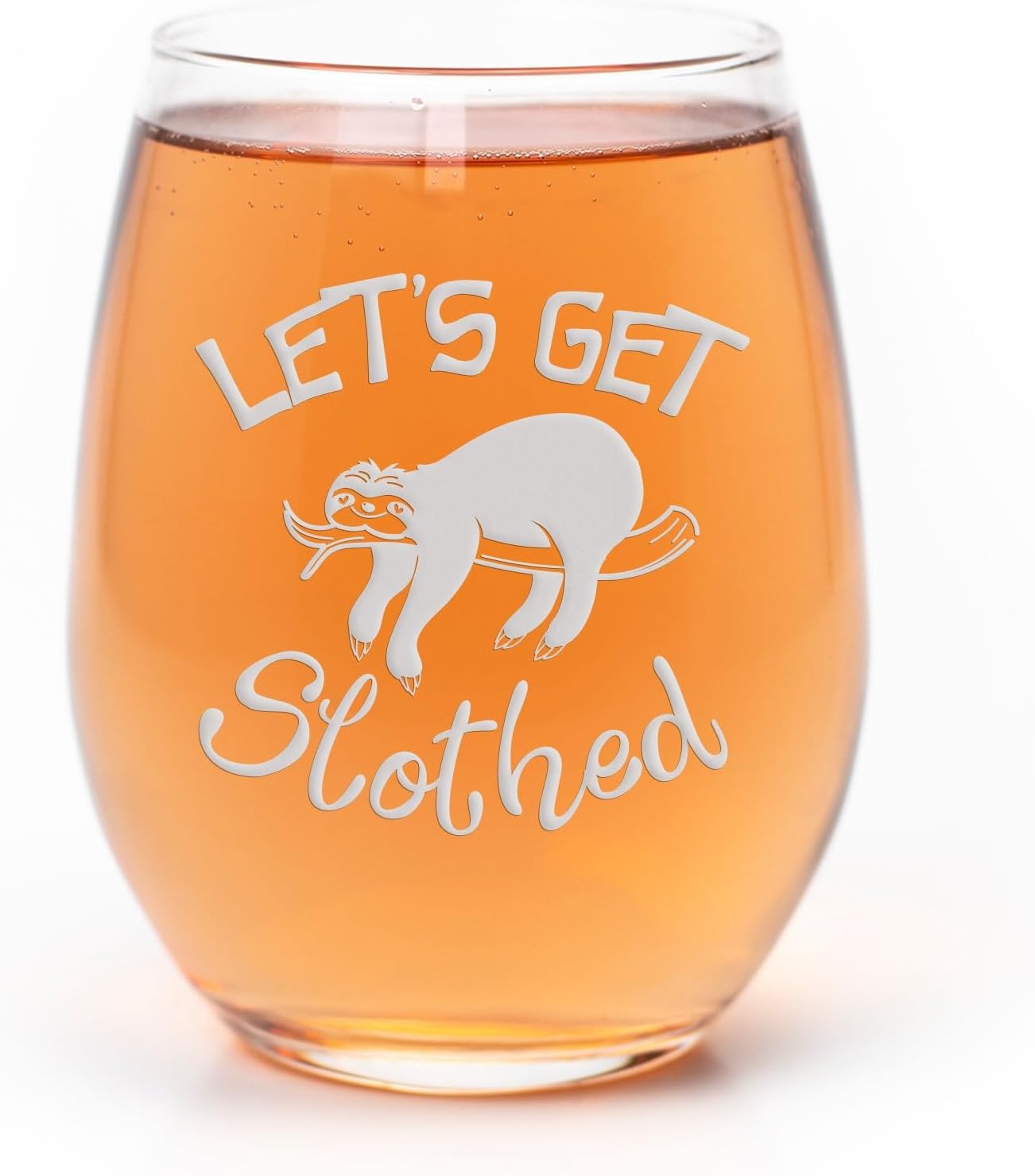 Lets Get Slothed Stemless Wine Glass - Sloth Gift, Joke Wine Glass - 2 Glasses