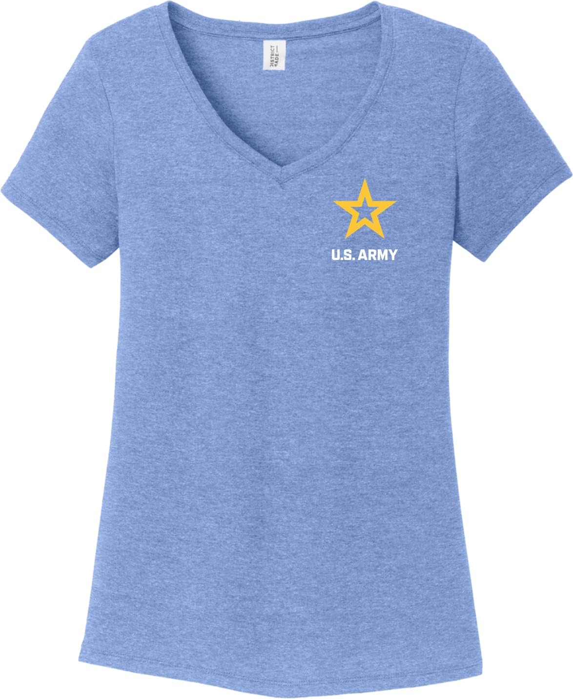 US Army Star Logo White Chest Print Womens Tri Blend V-Neck T-Shirt